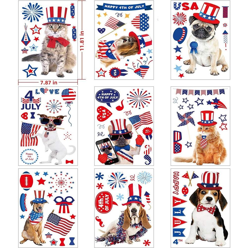 90 pcs Pets Patriotic Party Supplies USA 4th of July Decorations Stickers Decals
